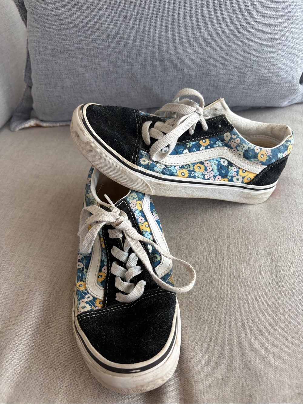 Vans Kids Floral Skate Sneakers - Blue, Yellow & Black